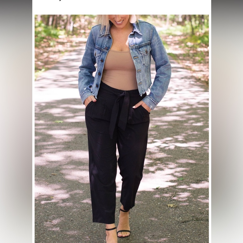 Athleta Black High-Waist Tie-Waist Cropped Pants